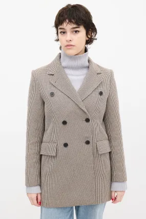 Beige & Black Houndstooth Blazer