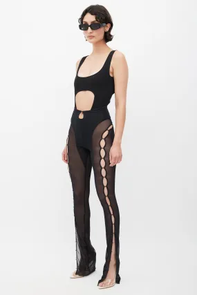 Black Sheer Hook And Eye Shade Trouser