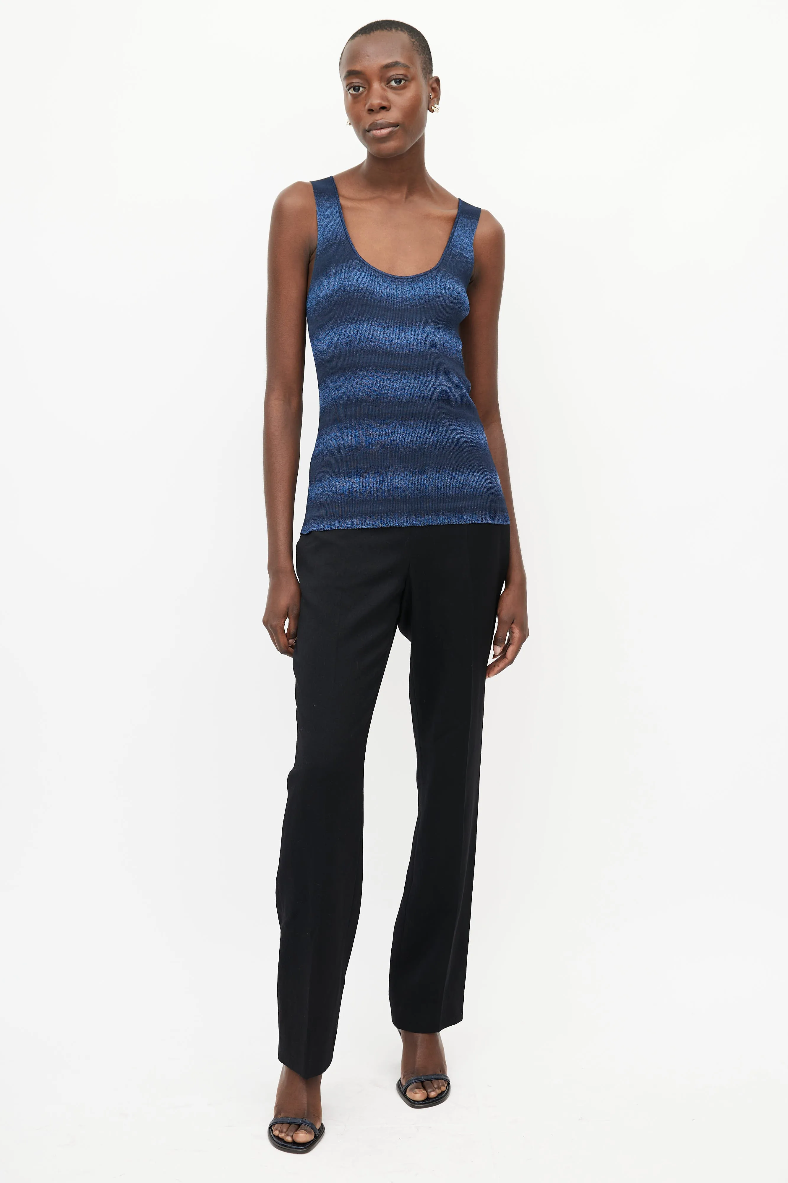 Blue Metallic Stripe Tank