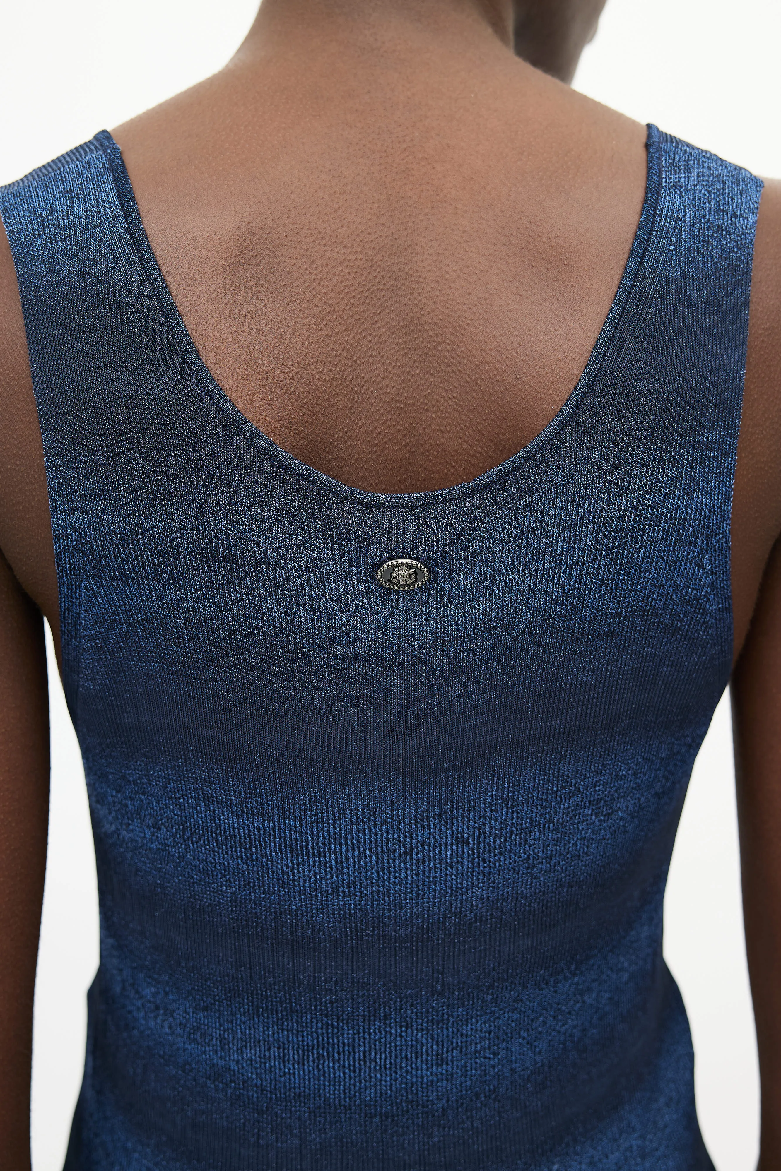 Blue Metallic Stripe Tank