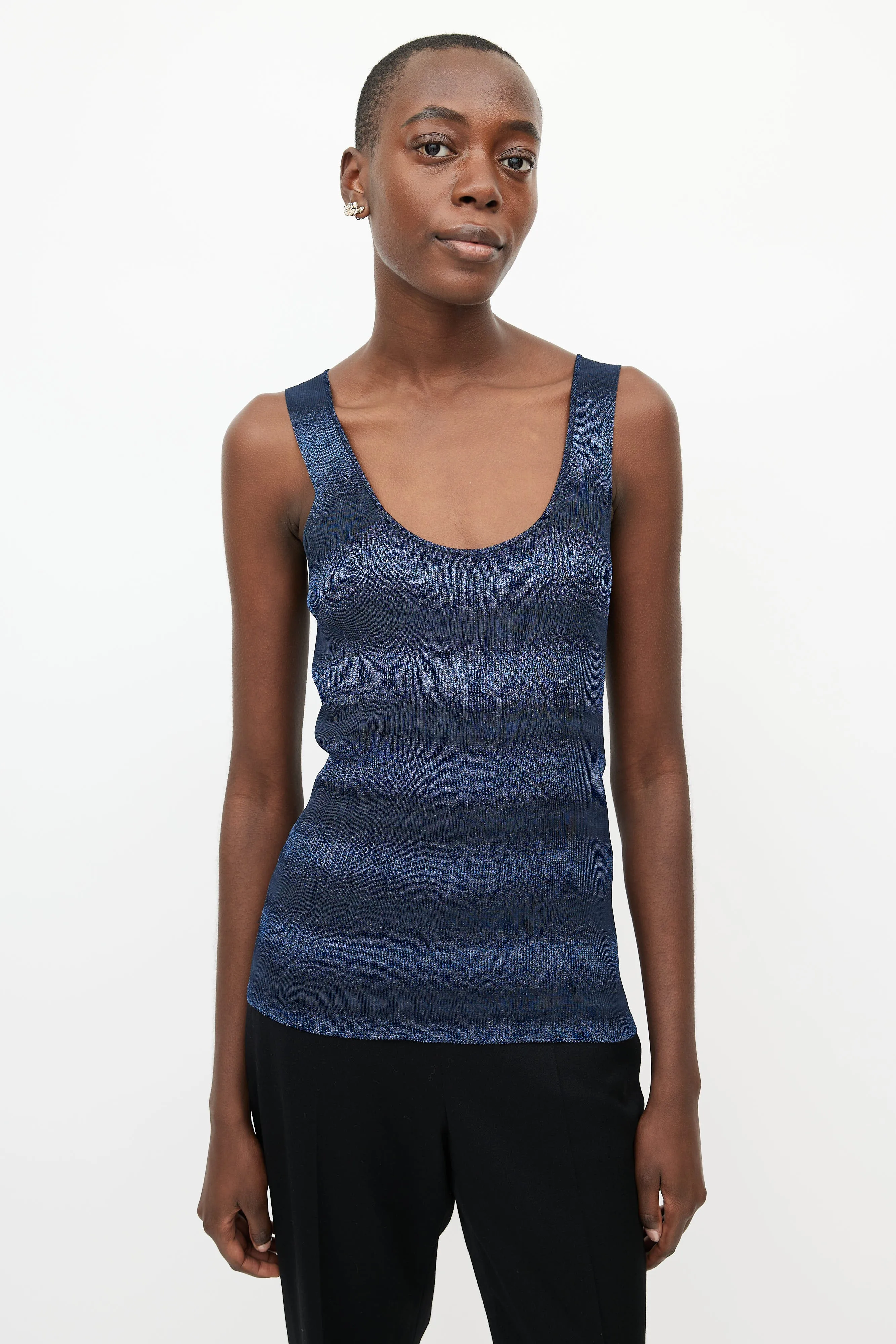 Blue Metallic Stripe Tank