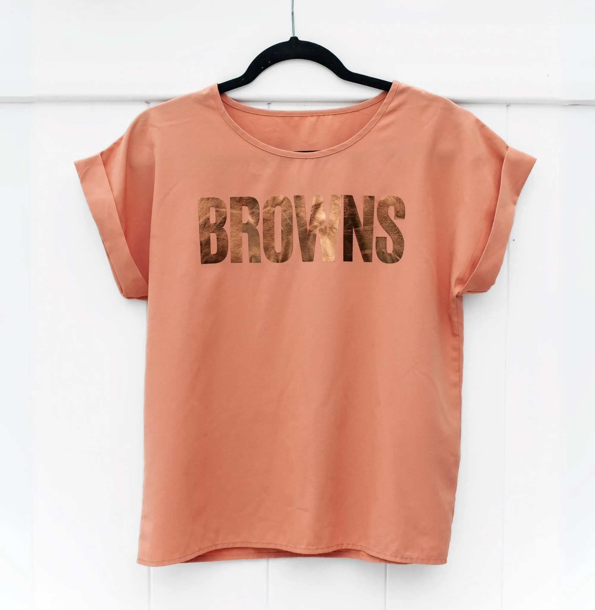 Browns Metallic Peach Rework Top