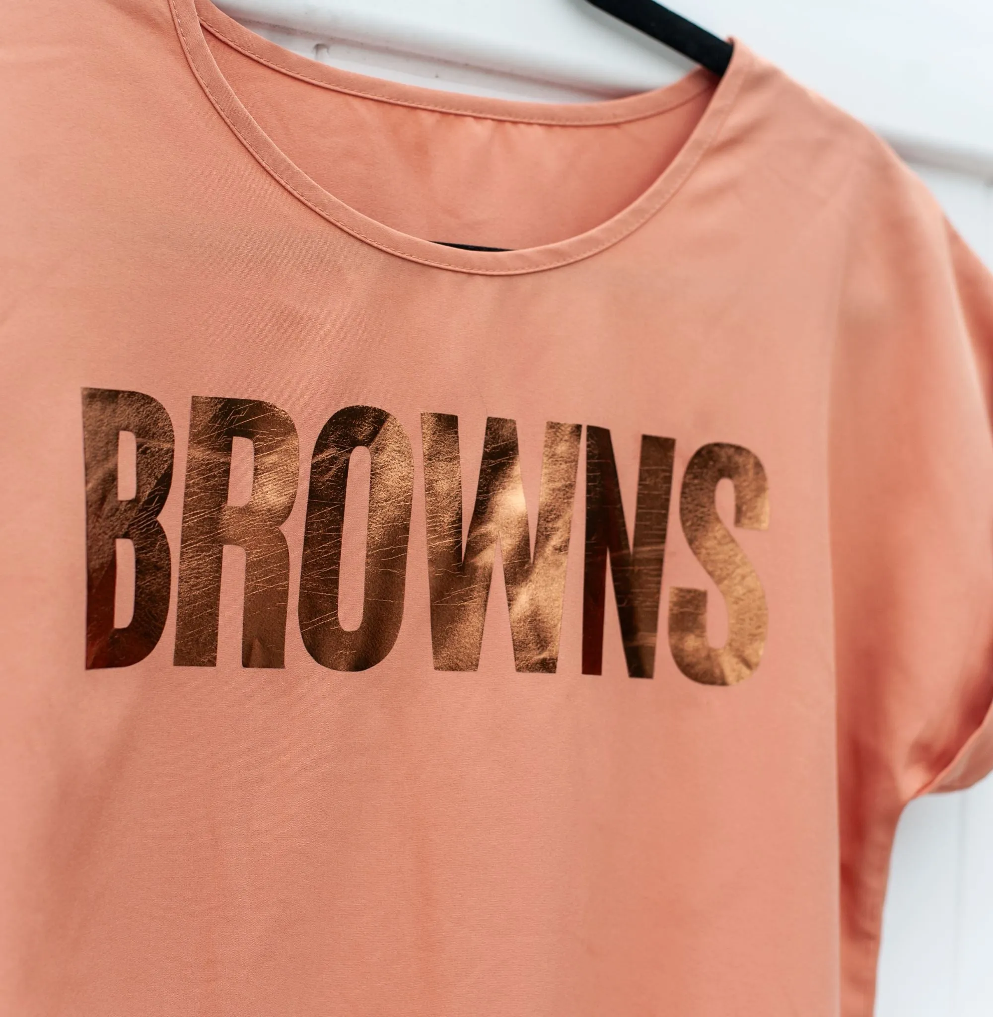 Browns Metallic Peach Rework Top