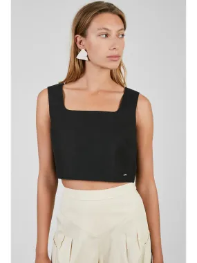 Fir Sleeveless Crop Top | Black