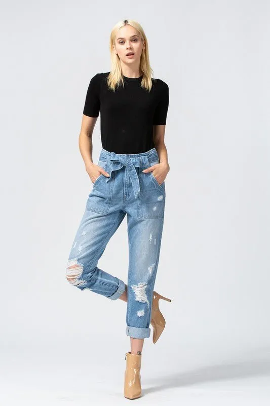 High Rise Paper Bag Jeans