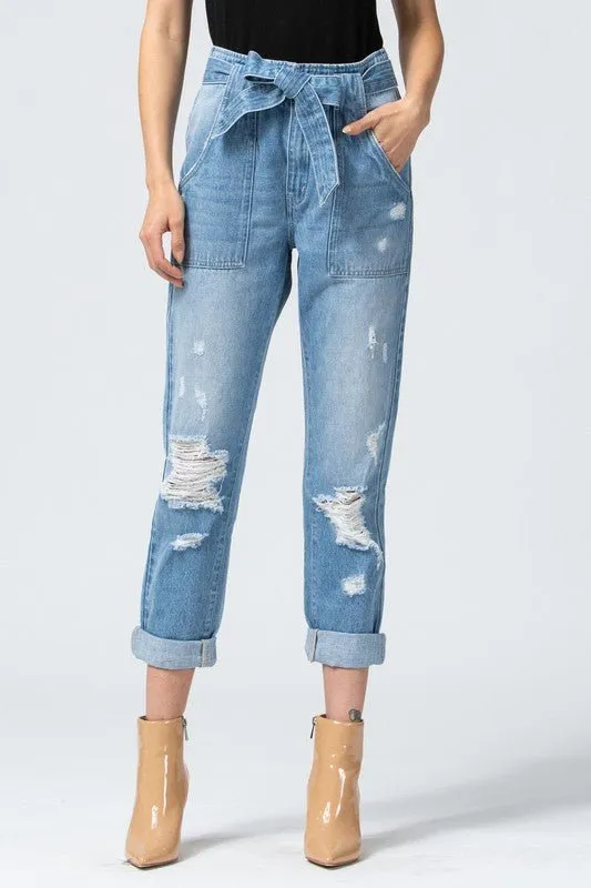 High Rise Paper Bag Jeans