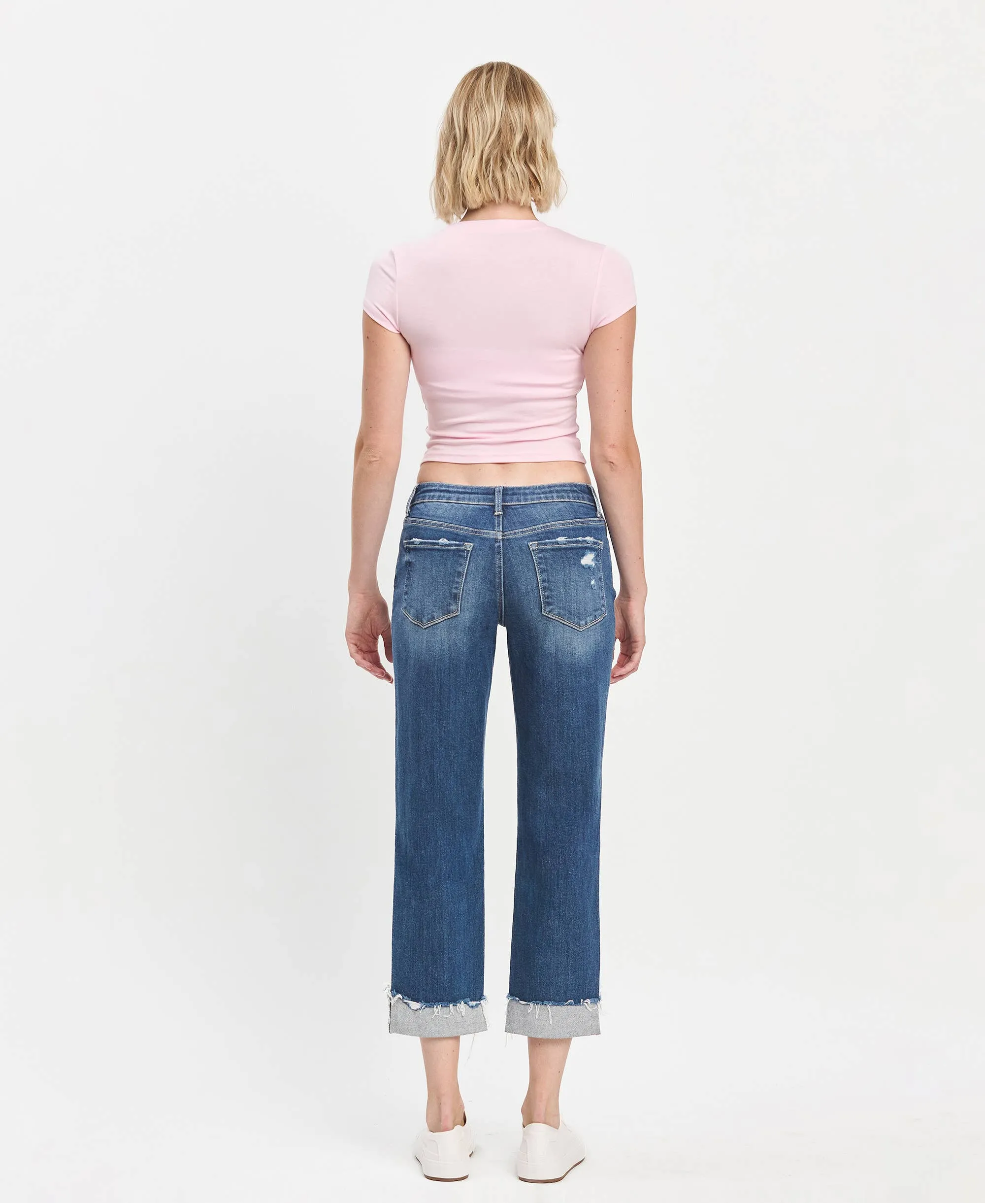 LV1461:Mid-rise cuffed Boyfriend Jeans