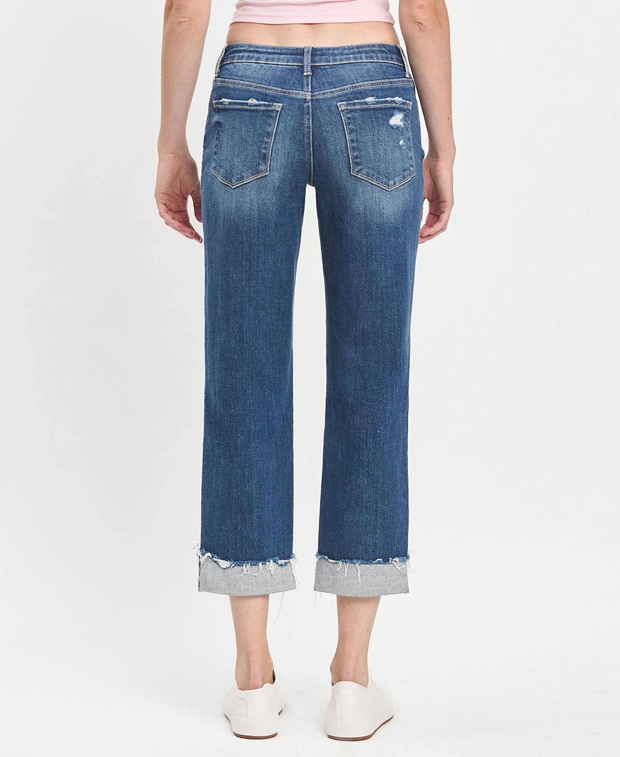 LV1461:Mid-rise cuffed Boyfriend Jeans