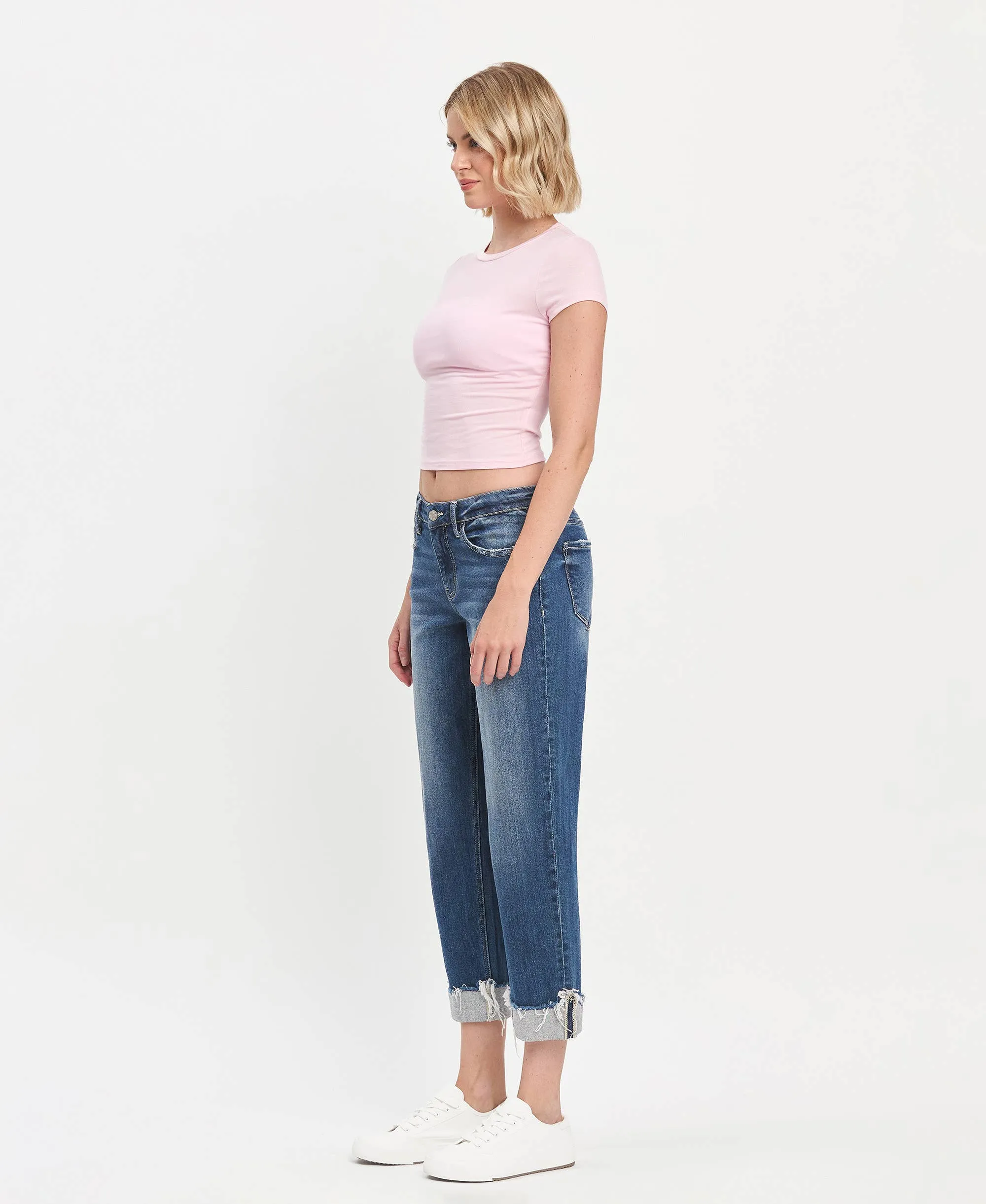 LV1461:Mid-rise cuffed Boyfriend Jeans