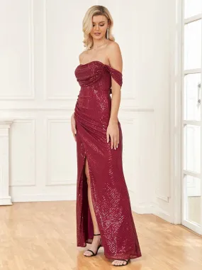 Mermaid Prom Dresses Sequin Sexy Off-the-Shoulder Backless