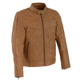 Milwaukee Leather SFM1835 Men's Saddle Cafe Racer Leather Jacket with Snap Button Collar