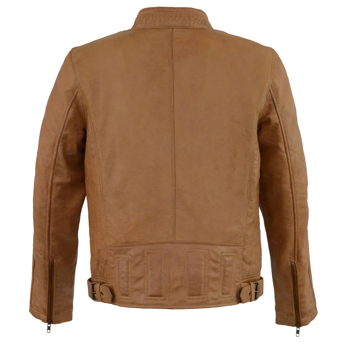 Milwaukee Leather SFM1835 Men's Saddle Cafe Racer Leather Jacket with Snap Button Collar