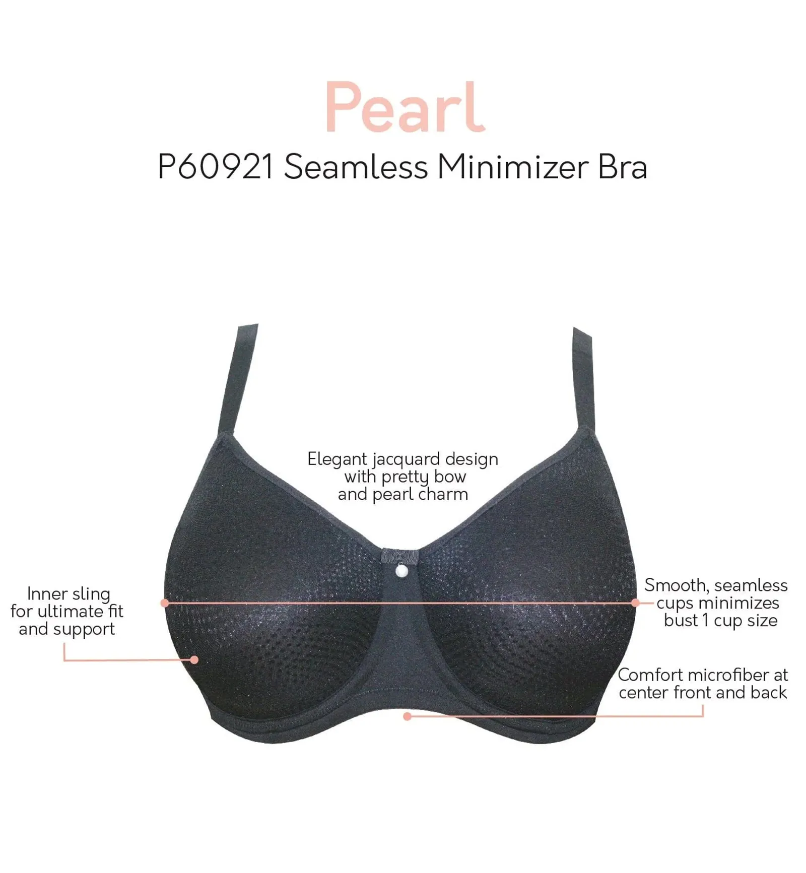 Parfait Pearl Seamless Minimizer Underwire Bra (P60921) - Black