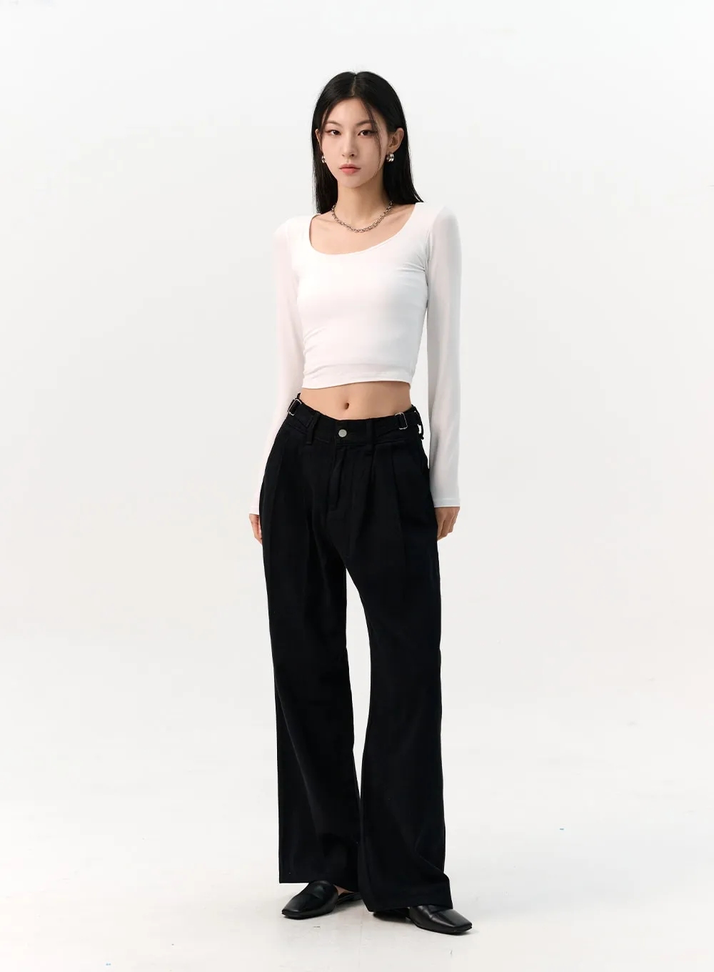 Pintuck Tab Wide Pants IO320