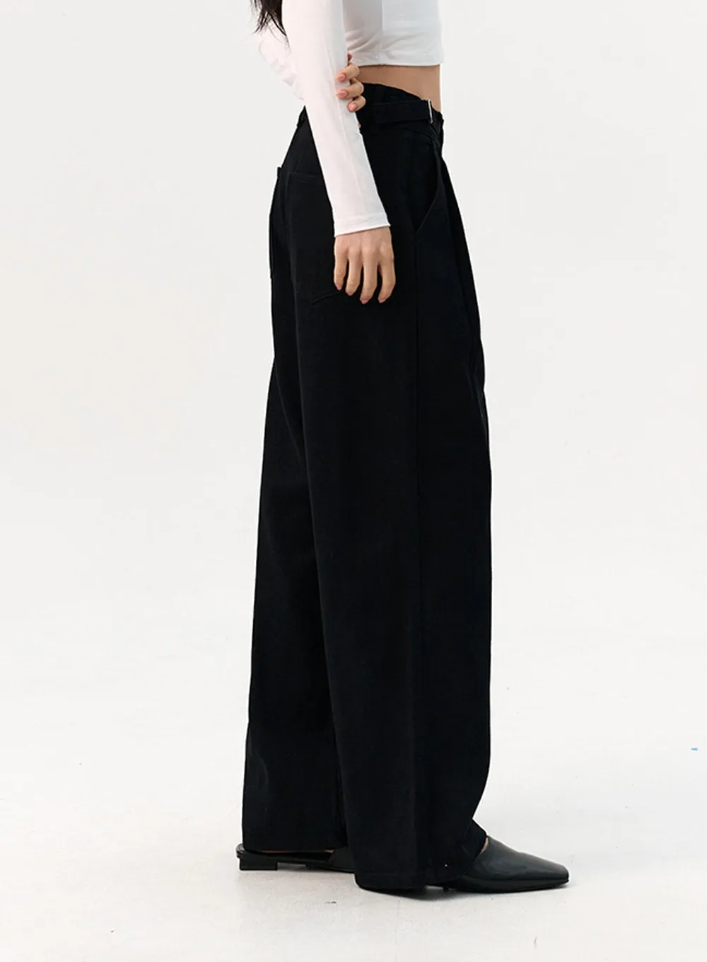 Pintuck Tab Wide Pants IO320