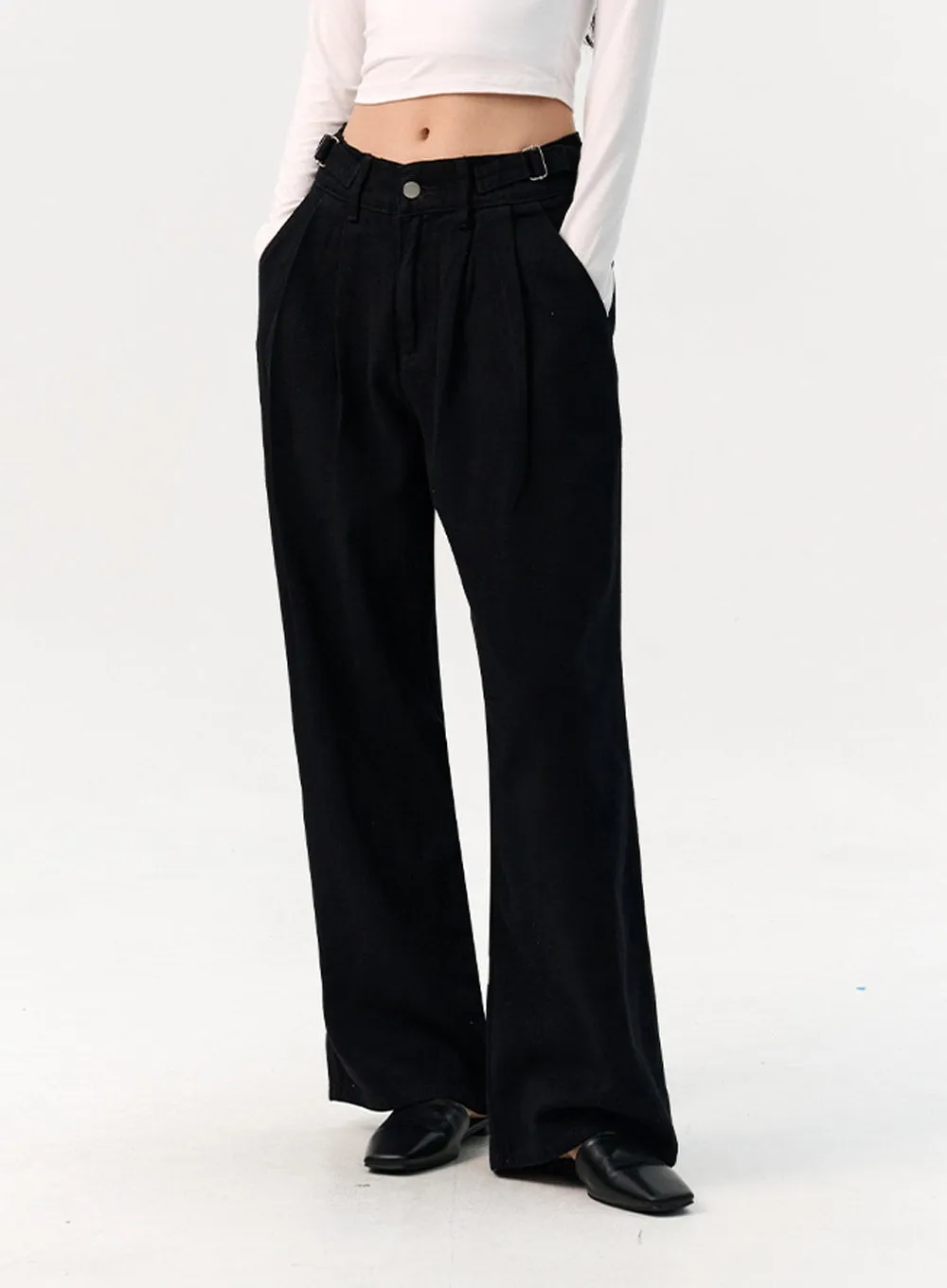 Pintuck Tab Wide Pants IO320