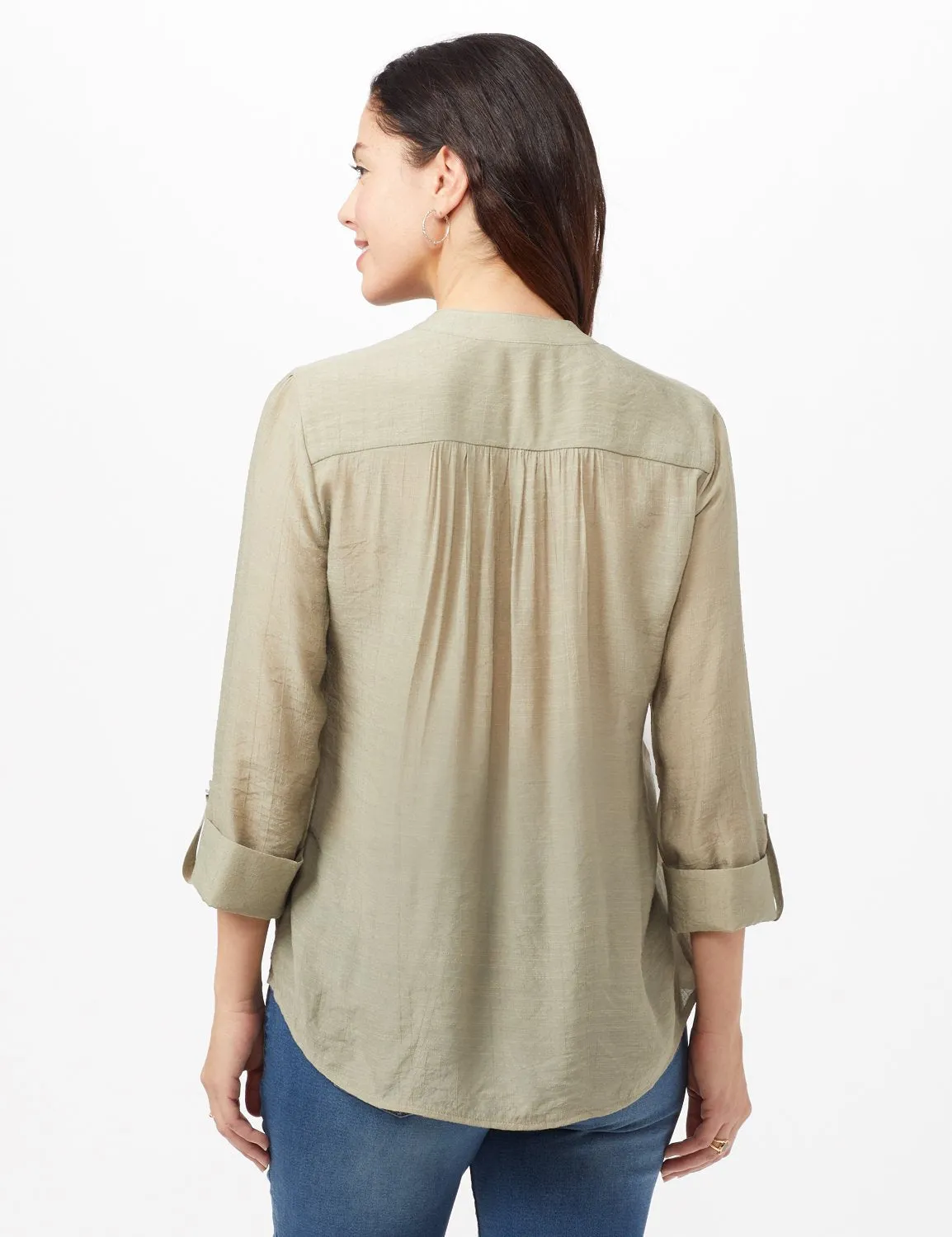 Pintuck Textured Button Popover Top