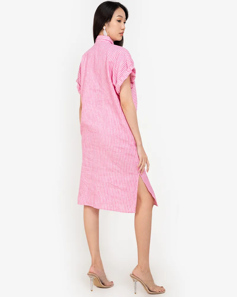 Samara Button Down Pinstripe Short Dress