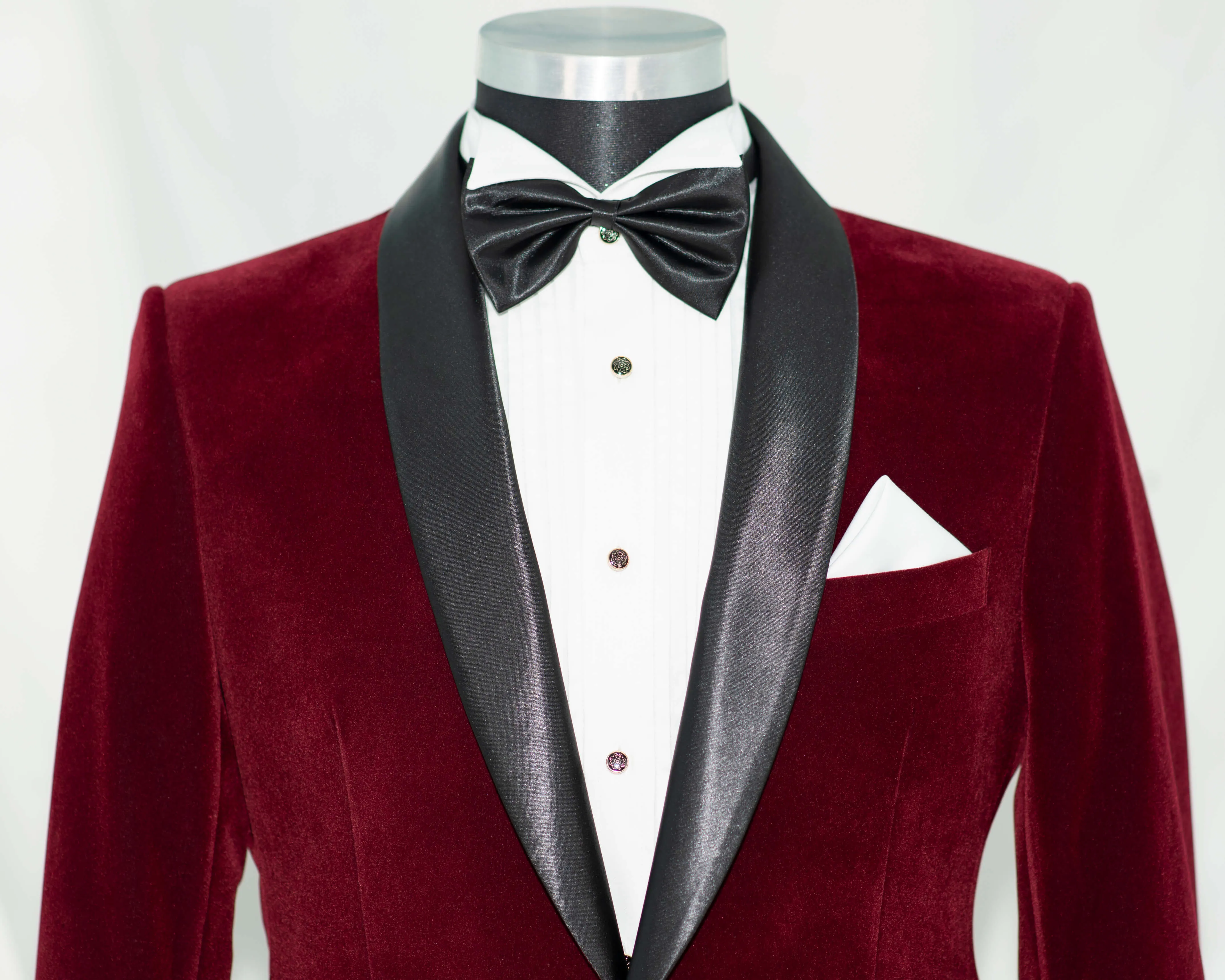 SLIM-FIT BURGUNDY VELVET TUXEDO SUIT FOR MEN
