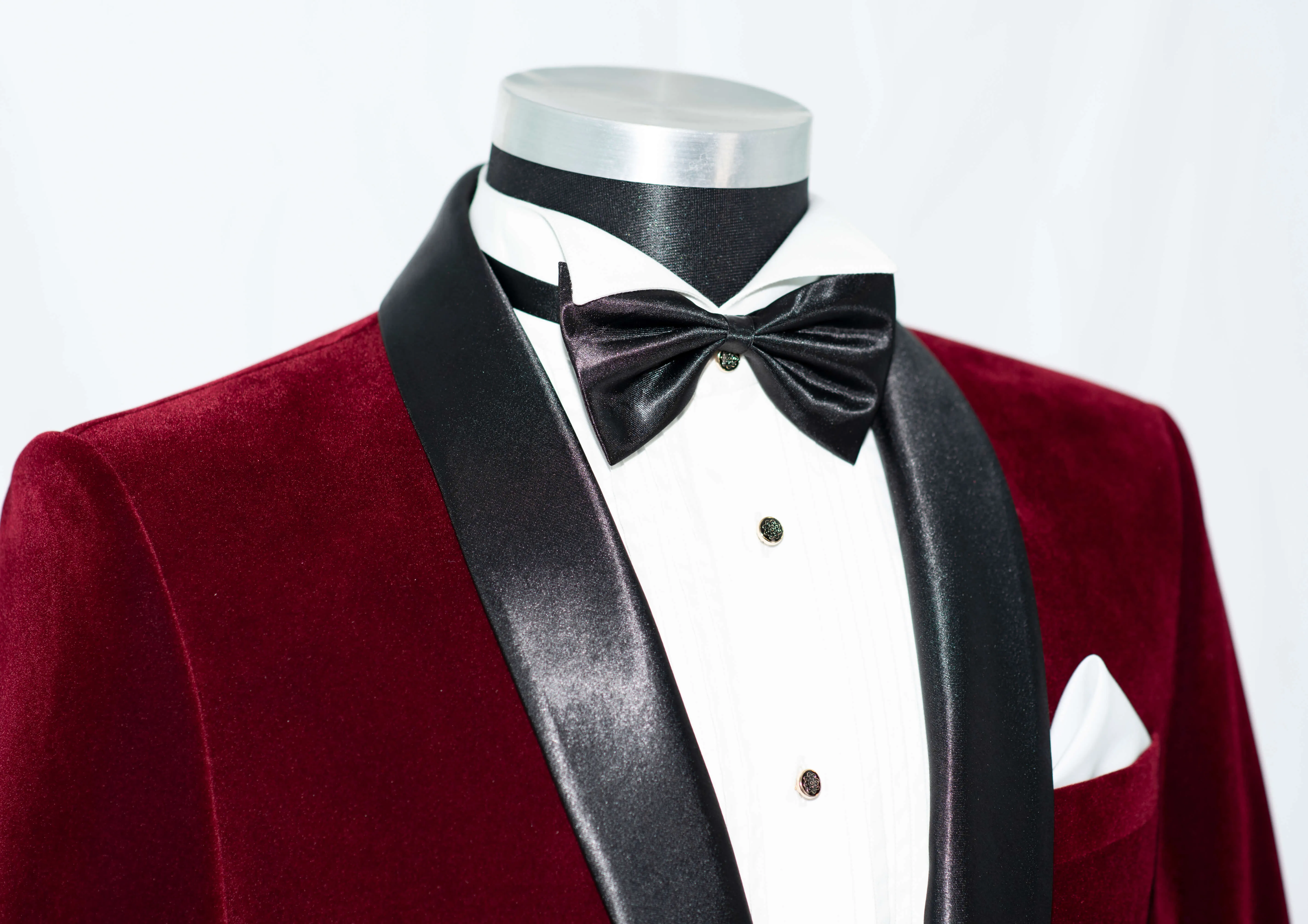 SLIM-FIT BURGUNDY VELVET TUXEDO SUIT FOR MEN