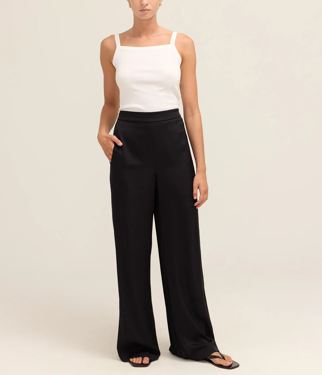 Straight Leg Trousers in Black