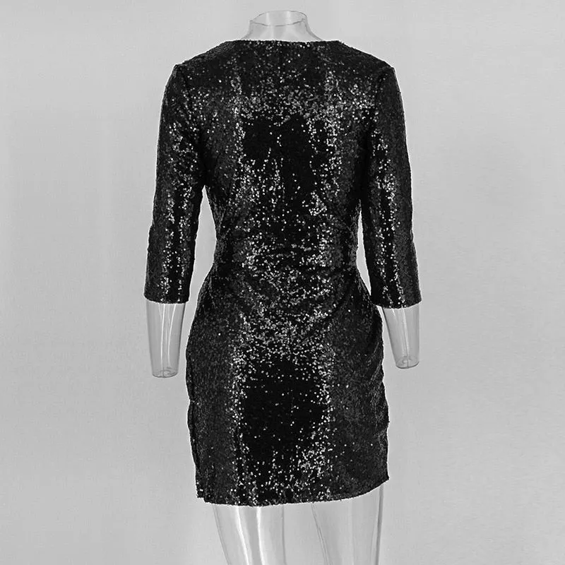 VenusFox Gold Sequin Sexy Mini Dresses